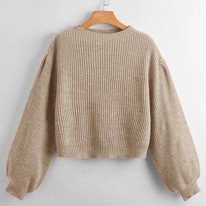 Light Brown Bishop Sleeve Sweater | Small